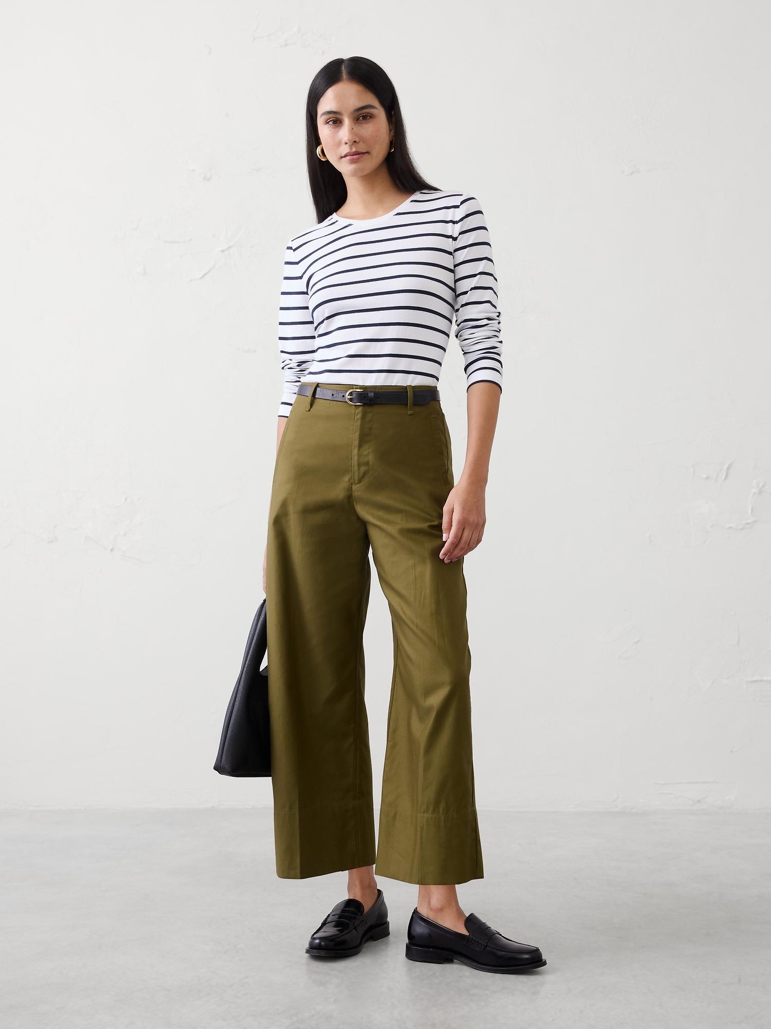 high-rise wide-leg twill crop pant