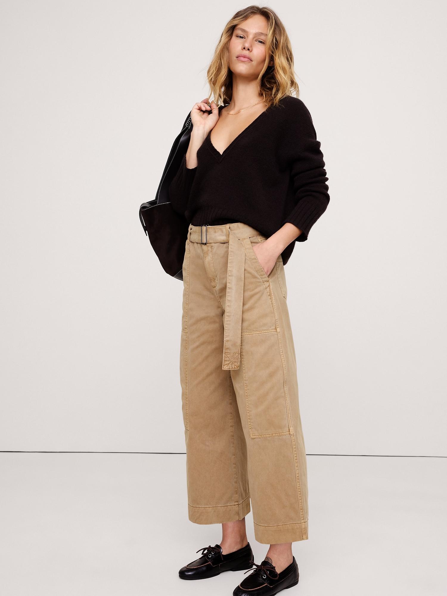 high-rise wide-leg utility crop pant