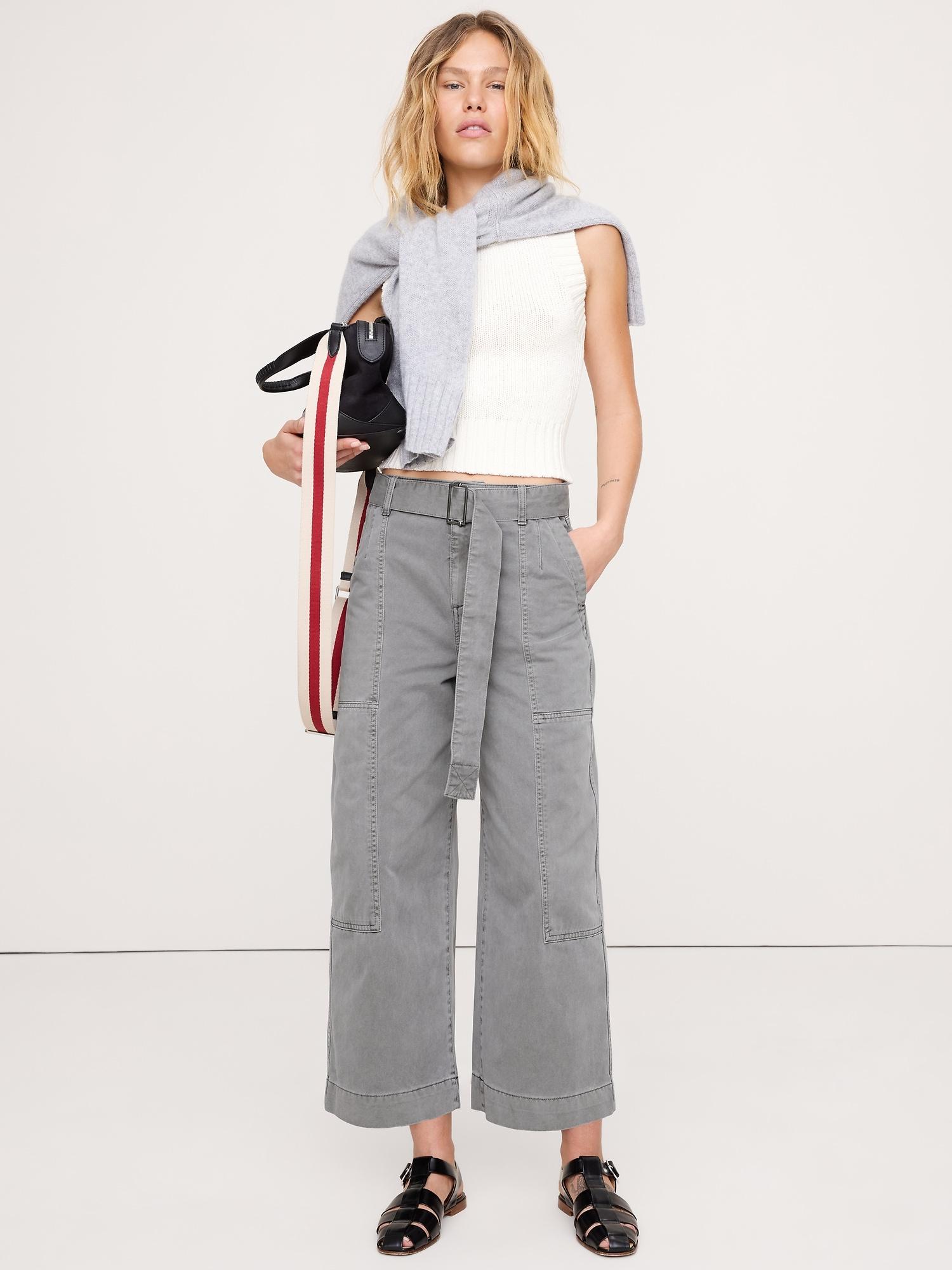 high-rise wide-leg utility crop pant