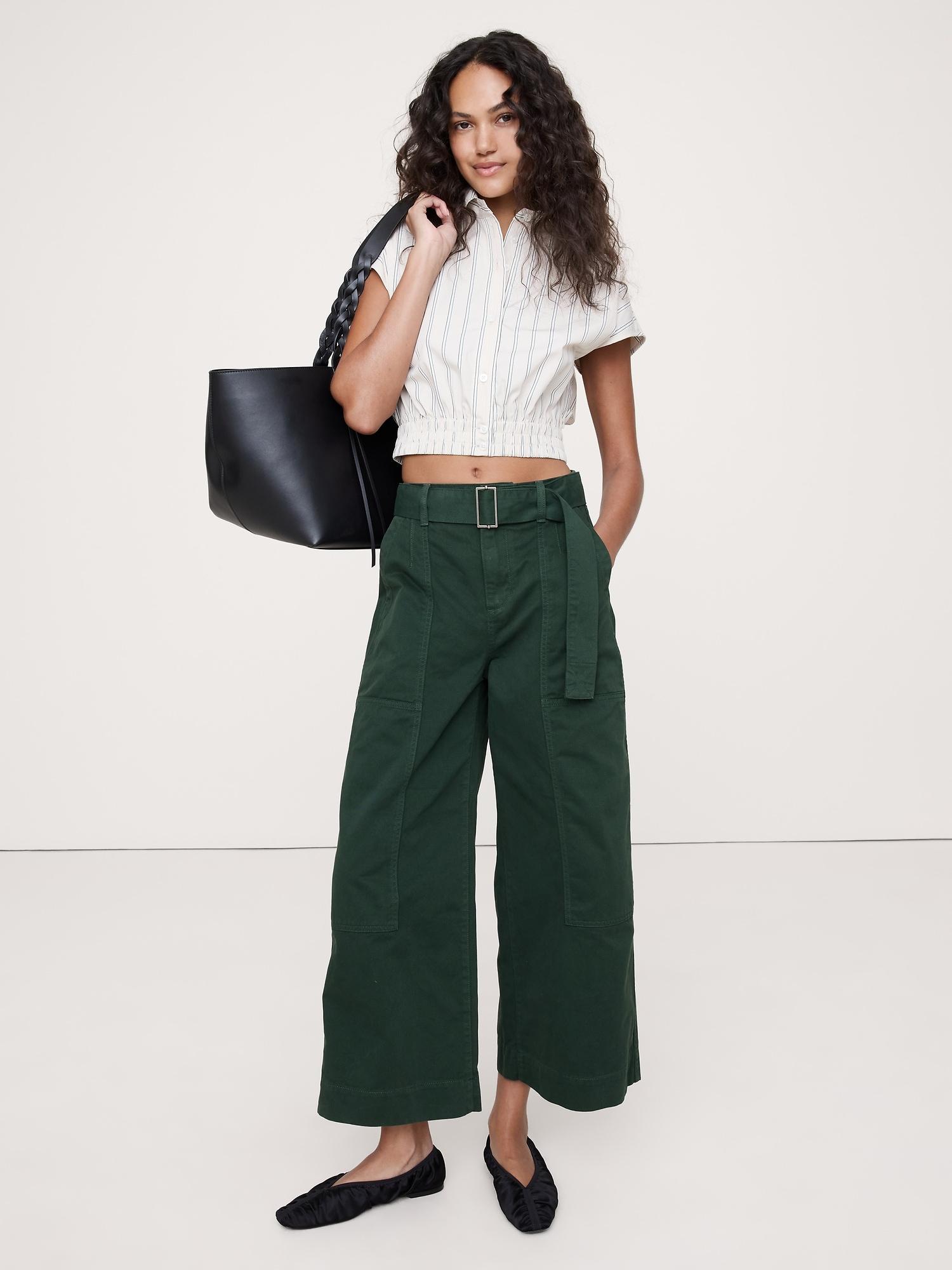 high-rise wide-leg utility crop pant