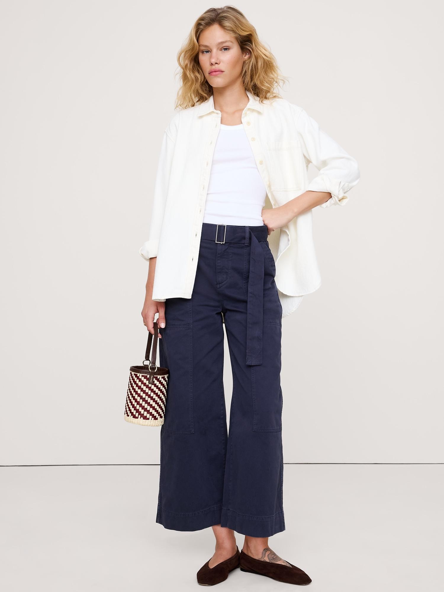 high-rise wide-leg utility crop pant