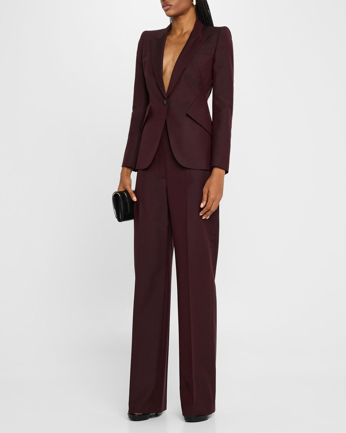 high-rise wide-leg wool trousers