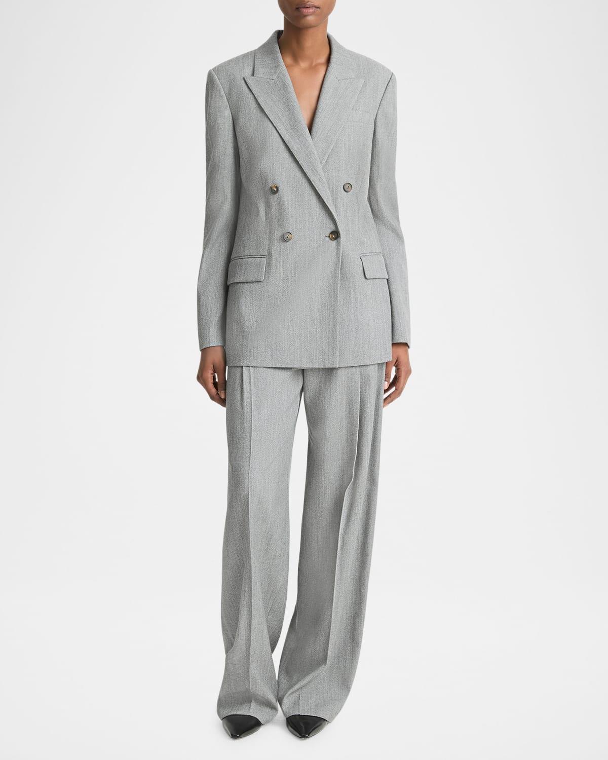 high-rise wool twill trousers