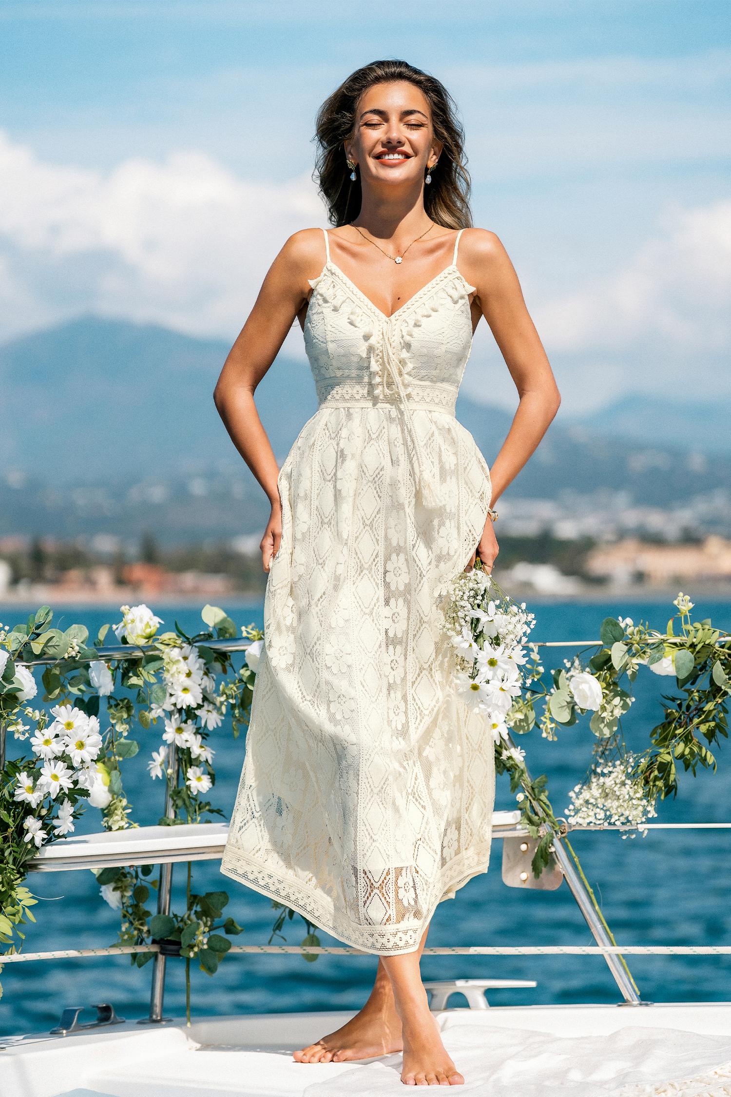 high summer beige maxi dress - l