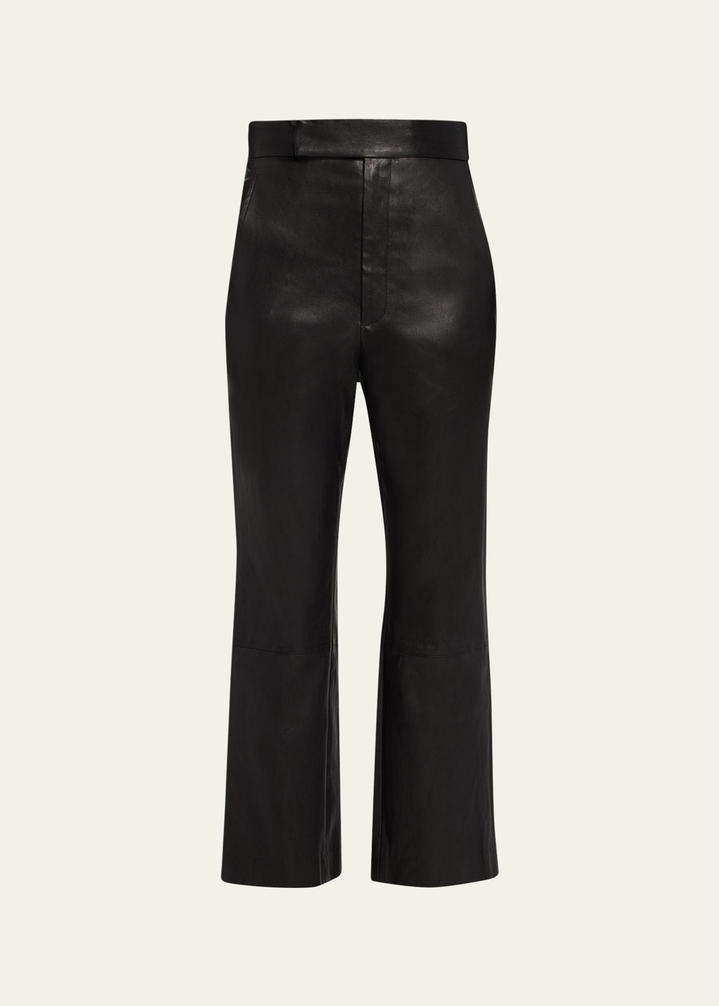 high waist crop leather pants