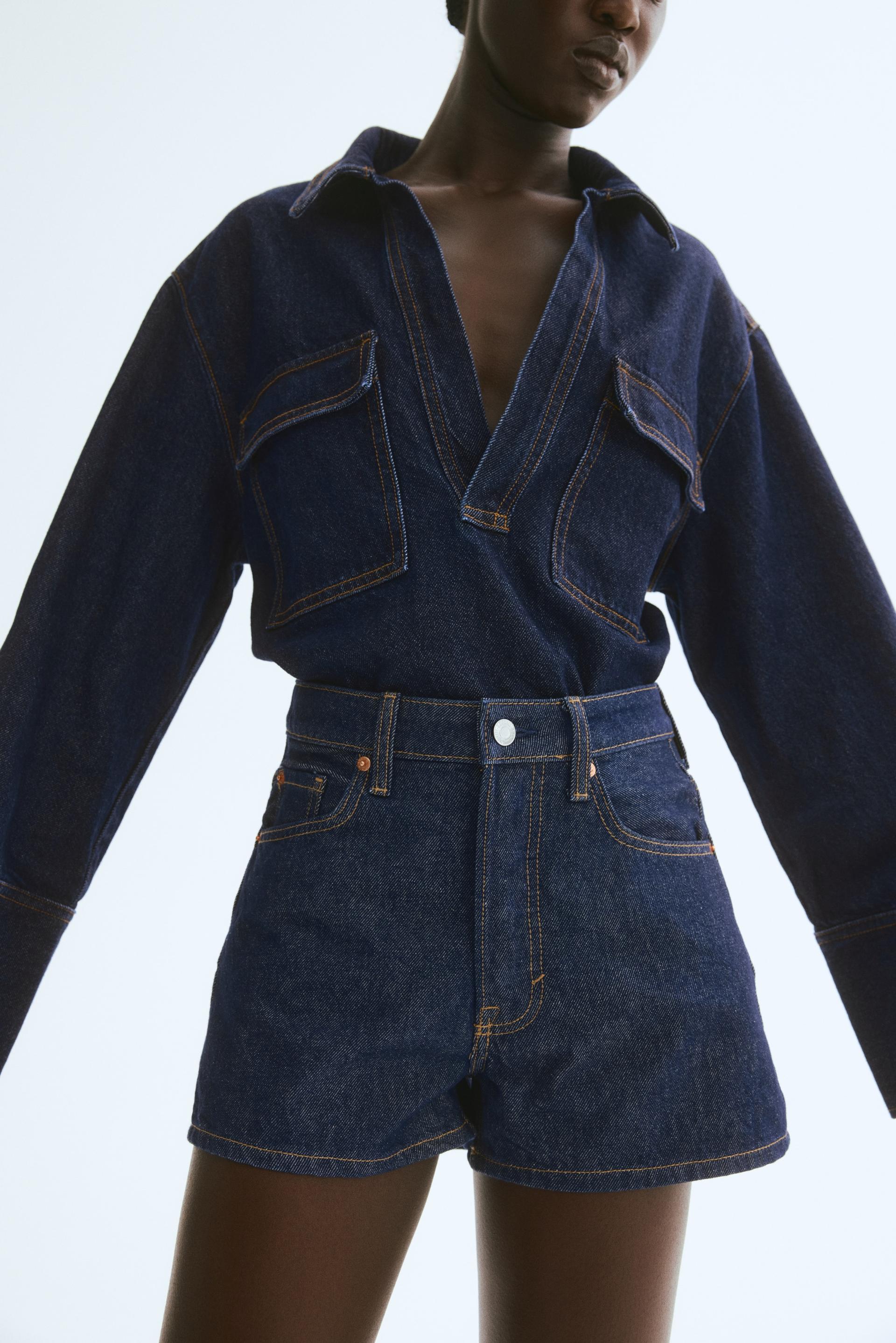 high-waist denim shorts