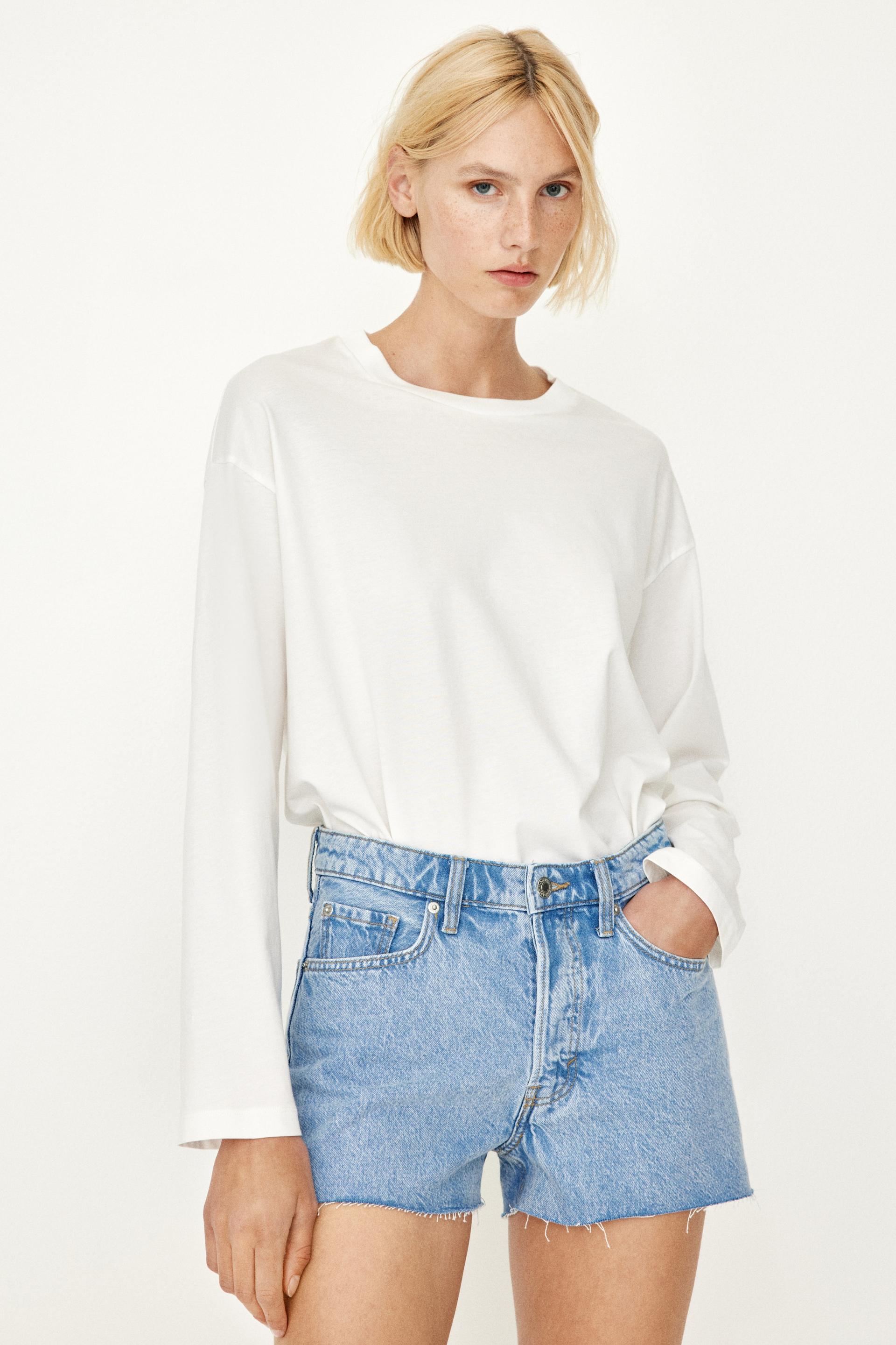 high-waist denim shorts