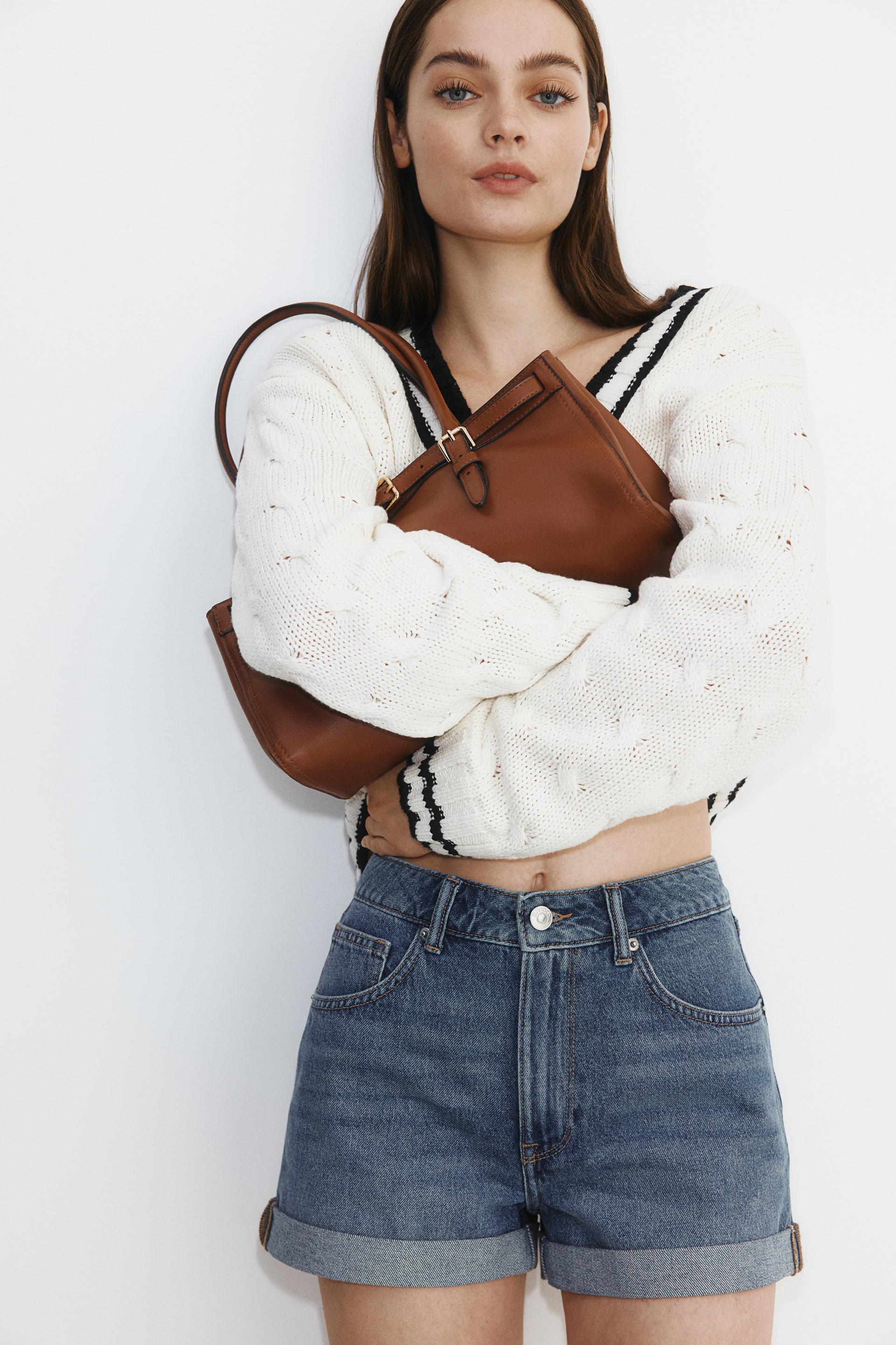 high-waist denim shorts