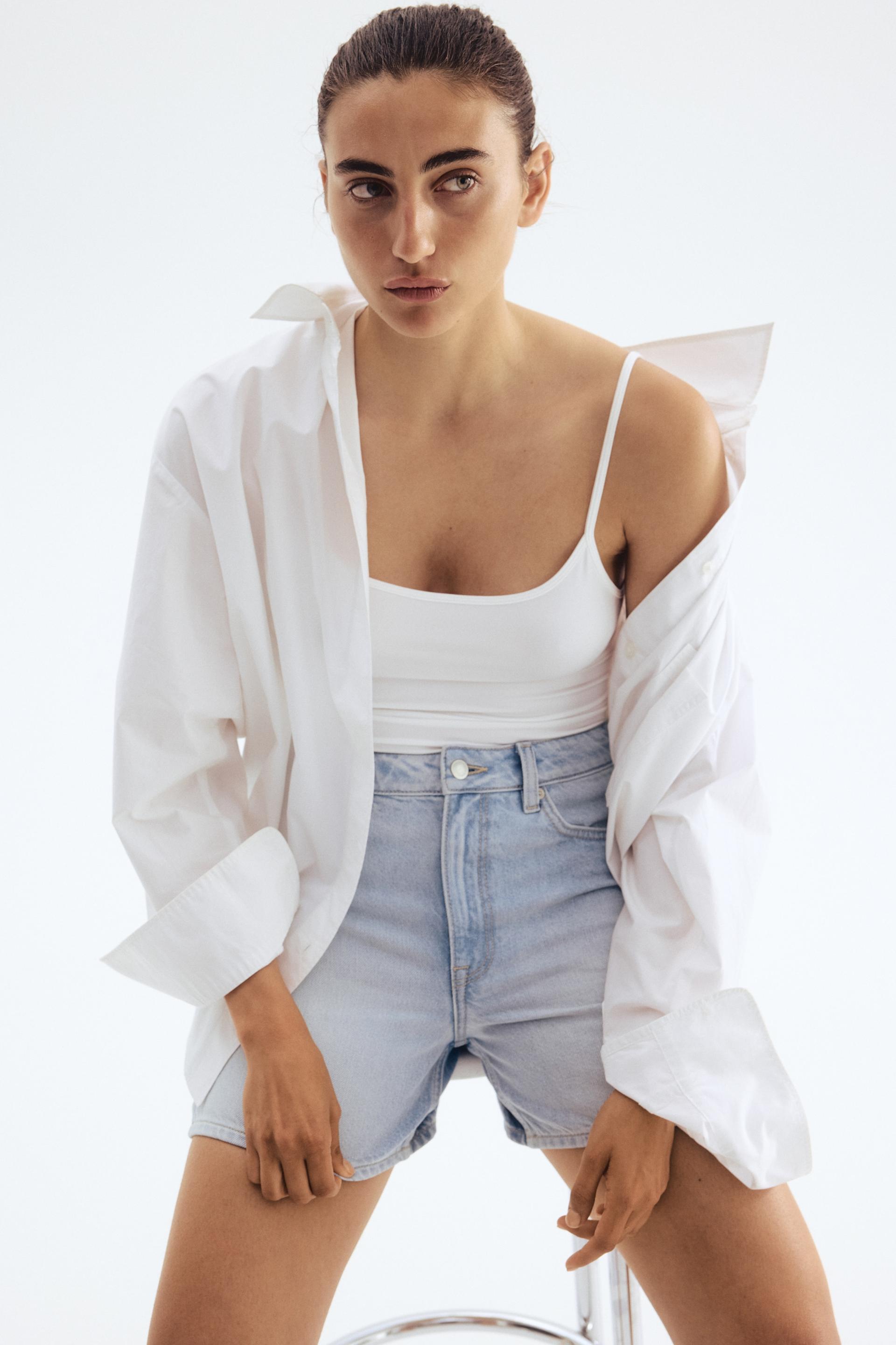 high-waist denim shorts