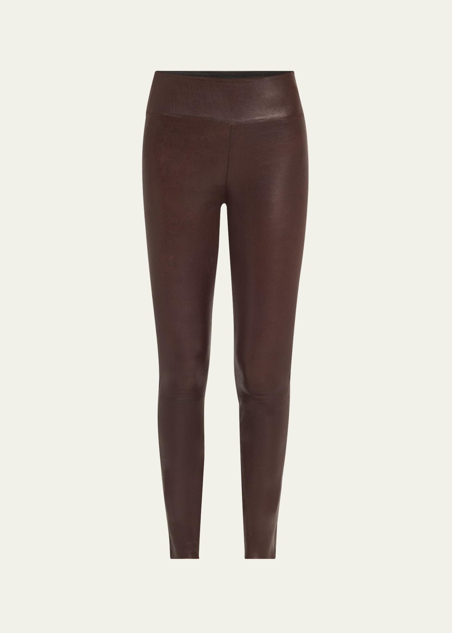 high-waist leather ankle leggings