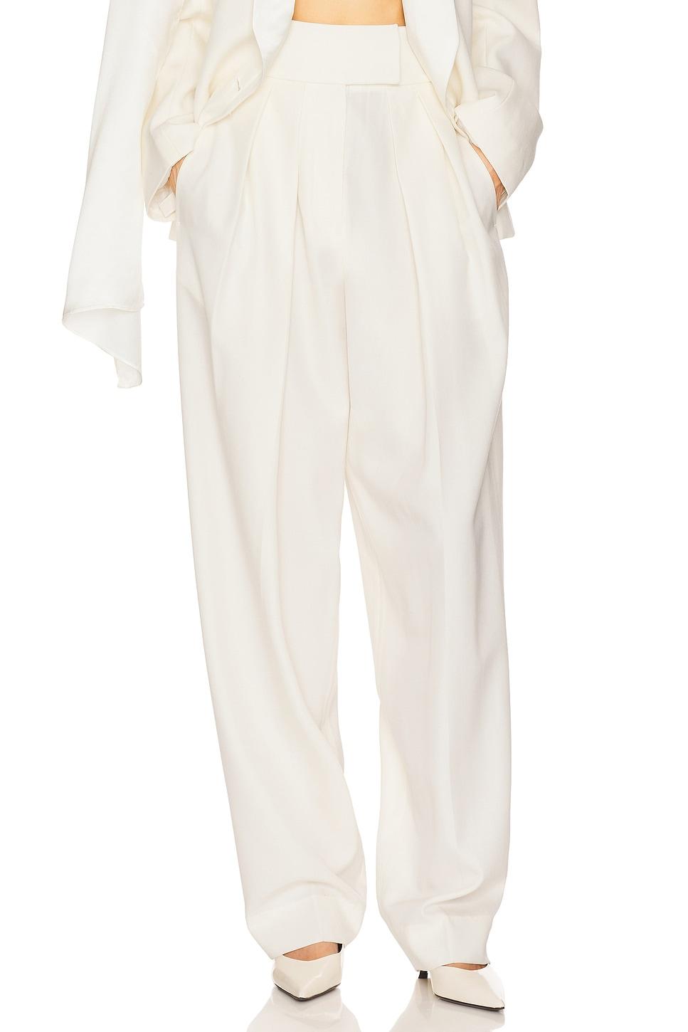 high waist pleated suit trouser in wool