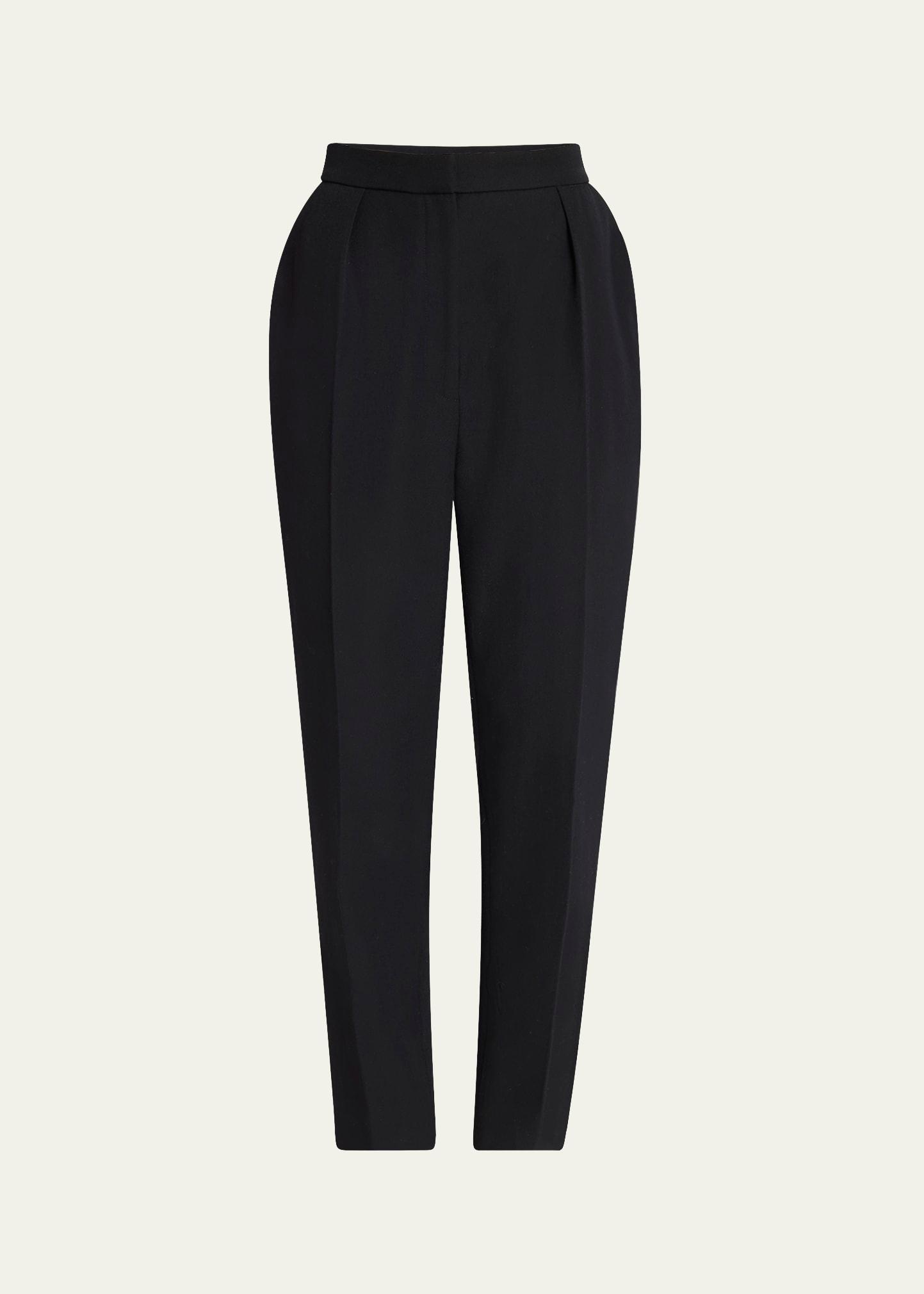 high waist pleated tailored wool trousers