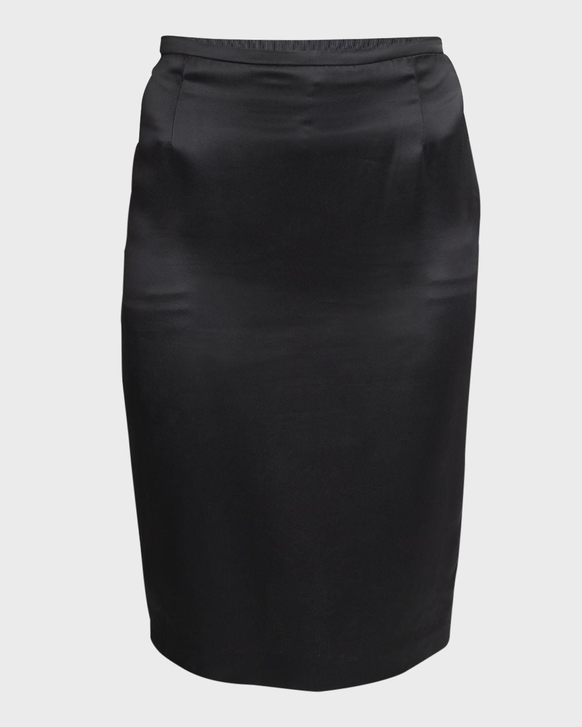 high-waist satin pencil skirt