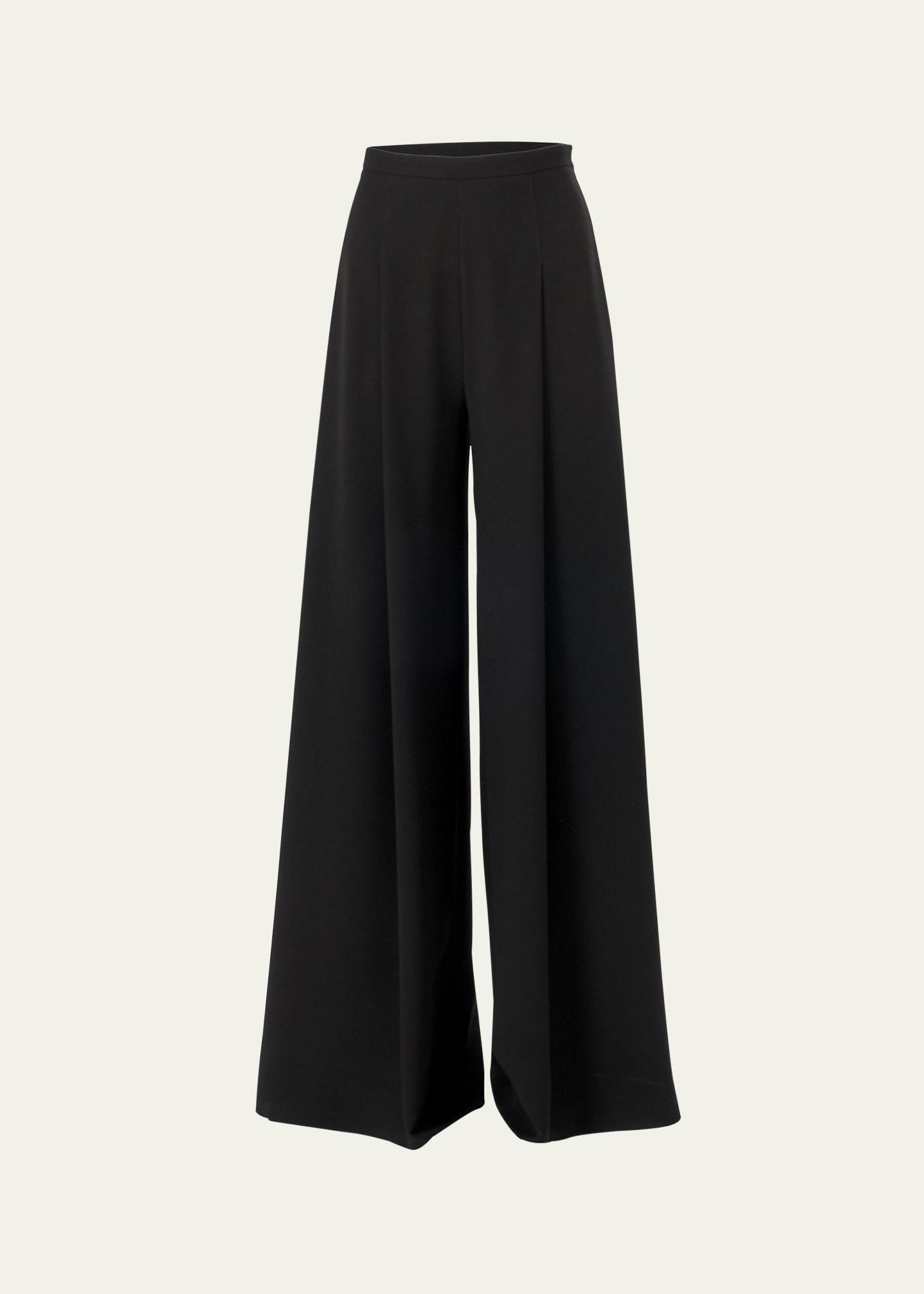 high waist wide leg pleated pant w/waistband