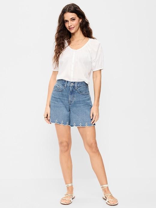 high-waisted baggy shorts -- 5-inch inseam