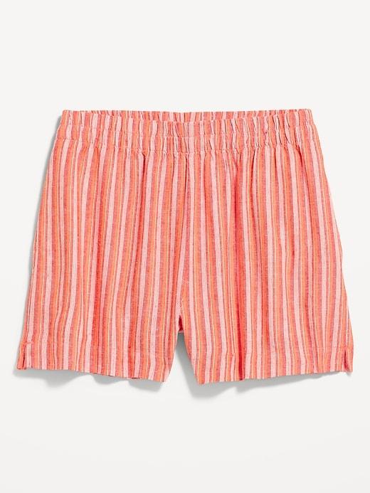 high-waisted beach linen pull-on shorts