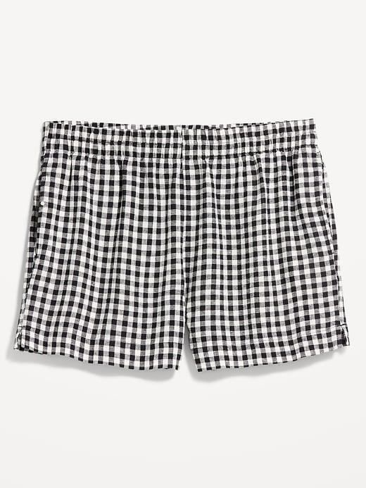 high-waisted beach linen pull-on shorts