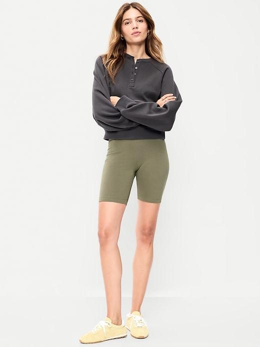 high-waisted biker shorts -- 8-inch inseam