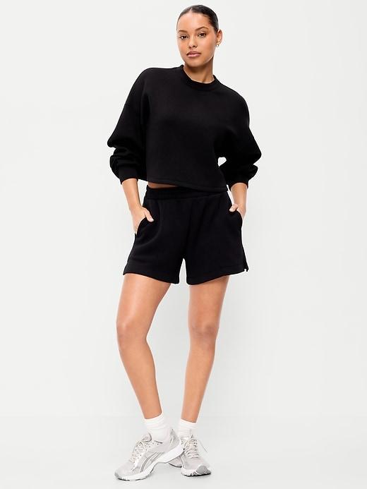 high-waisted bounce fleece shorts -- 5-inch inseam