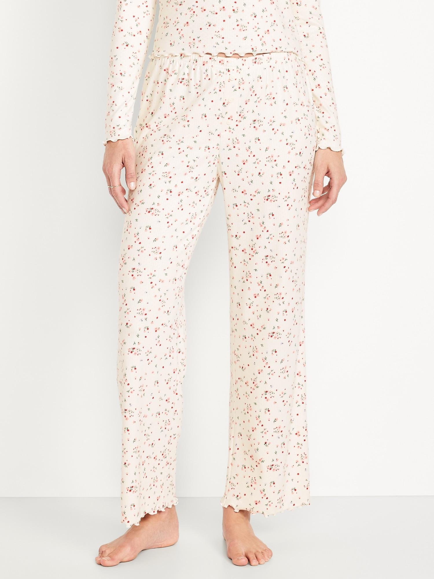 high-waisted cozy rib pajama pants