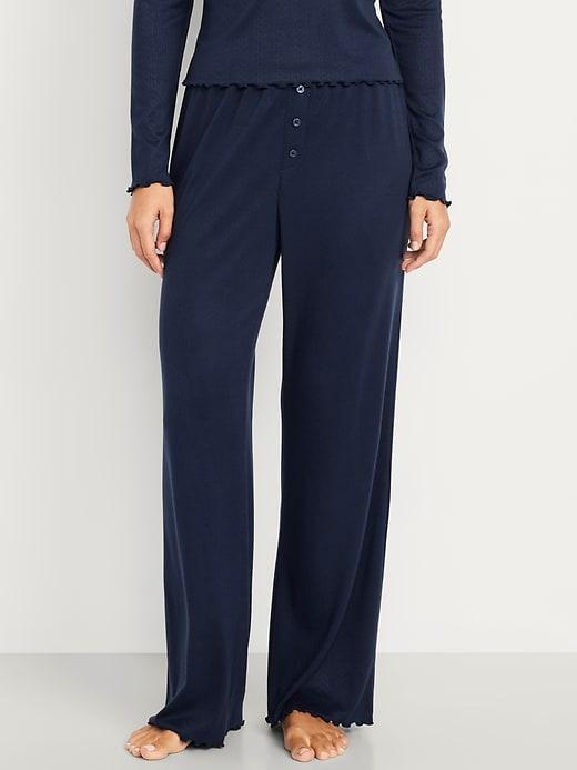 high-waisted cozy rib pajama pants