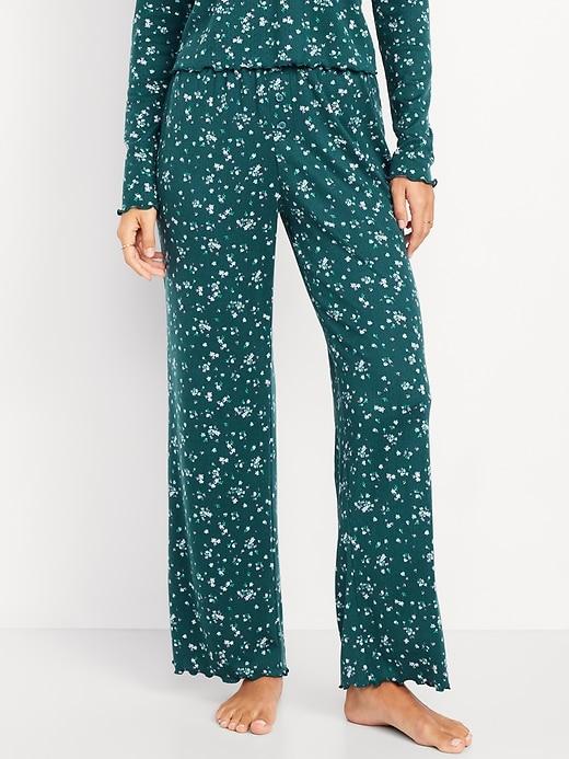 high-waisted cozy rib pajama pants