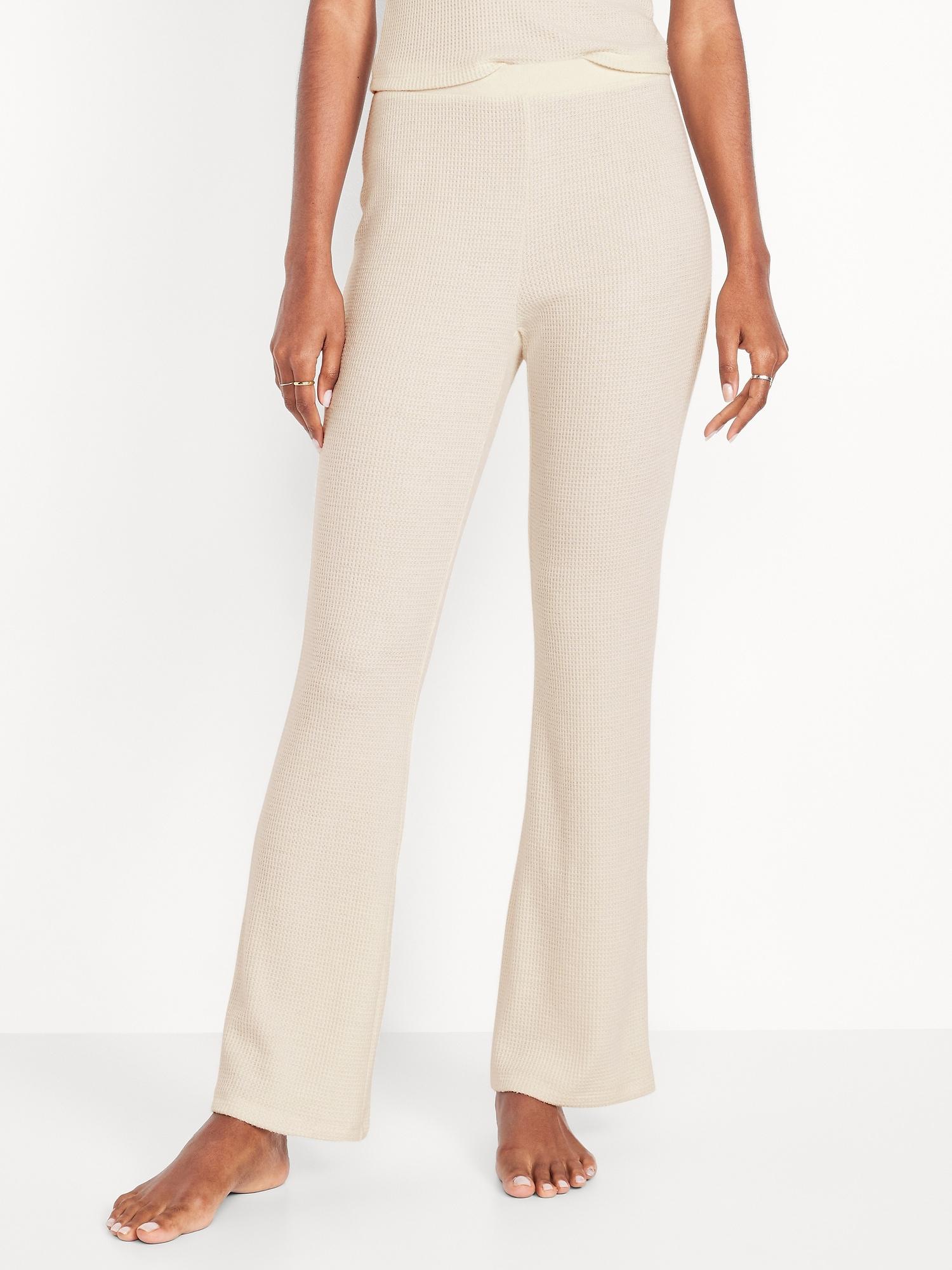 high-waisted cozy waffle flare pants