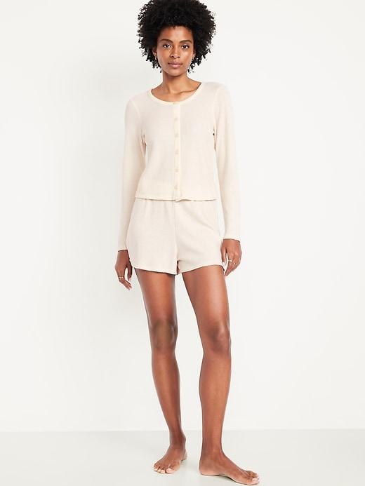 high-waisted cozy waffle pajama shorts