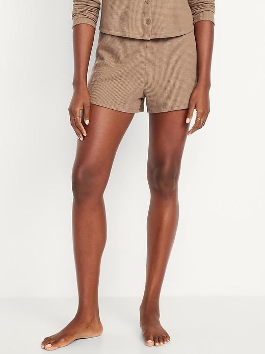 high-waisted cozy waffle pajama shorts