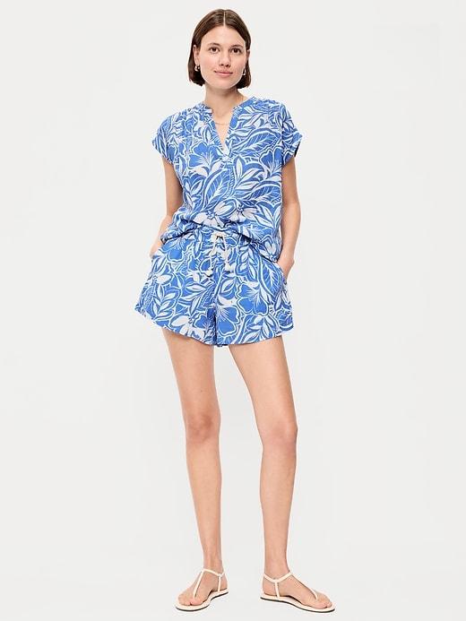 high-waisted crinkle gauze shorts