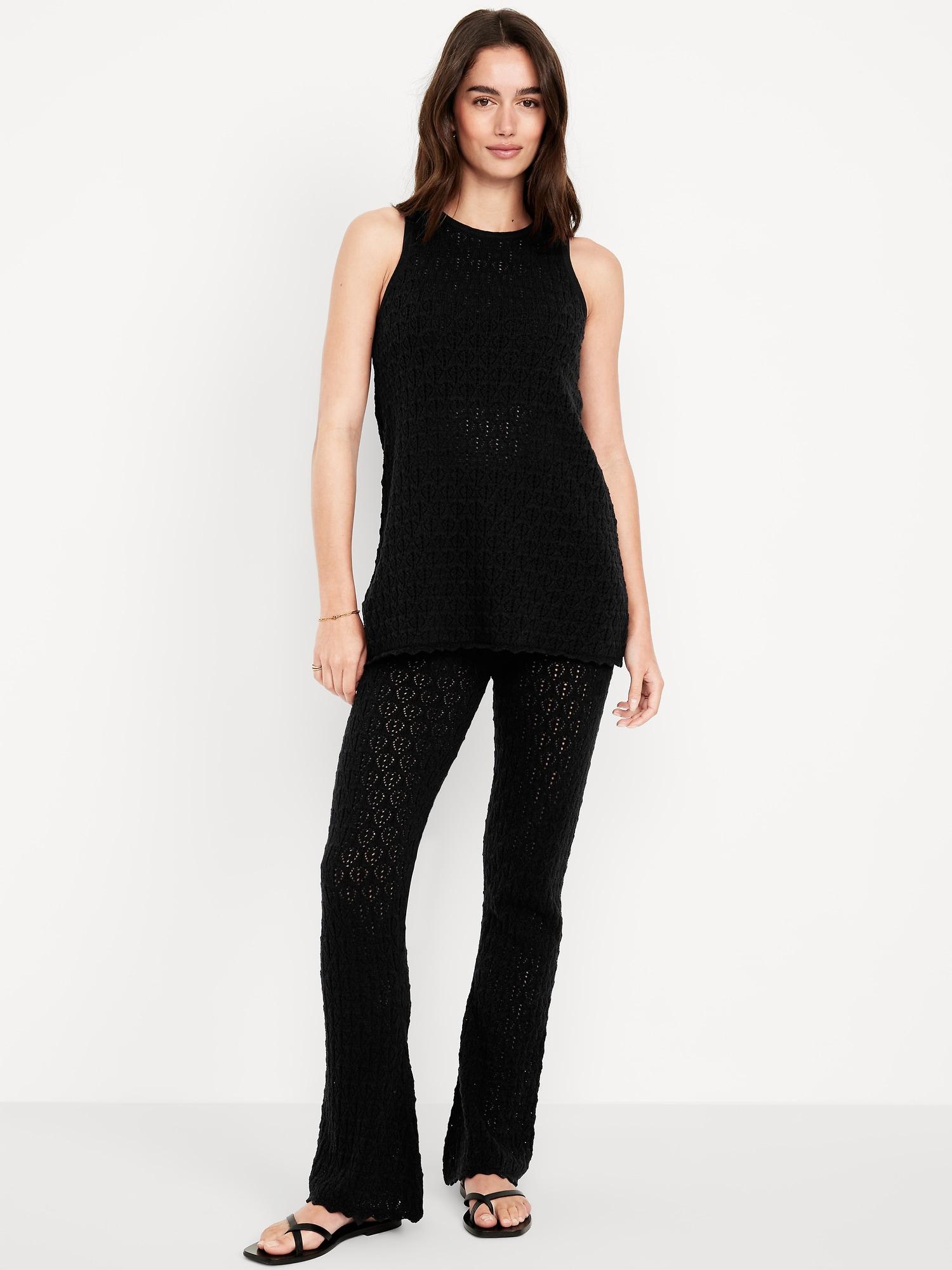 high-waisted crochet flare pants