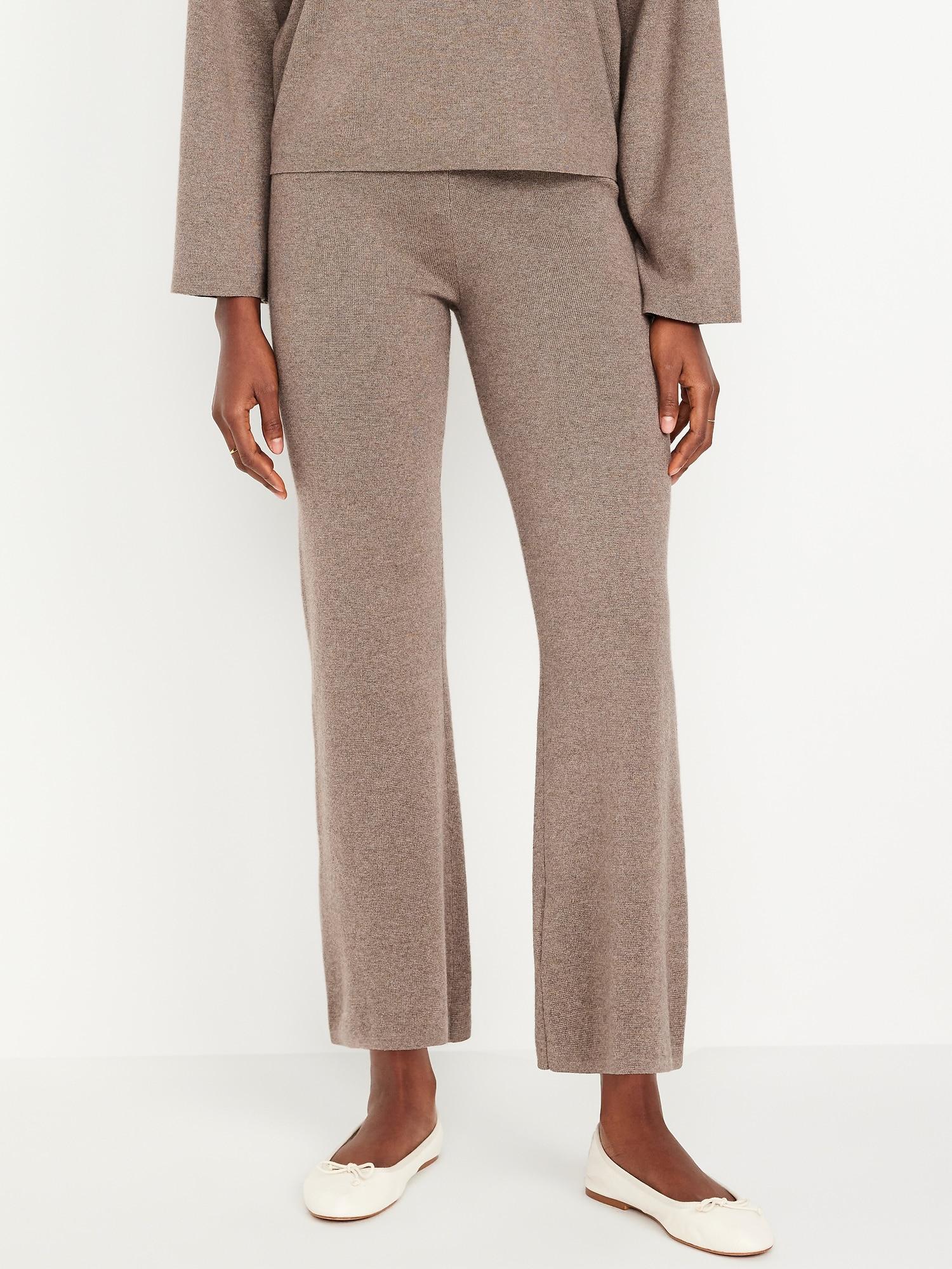 high-waisted crop kick flare sweater pants