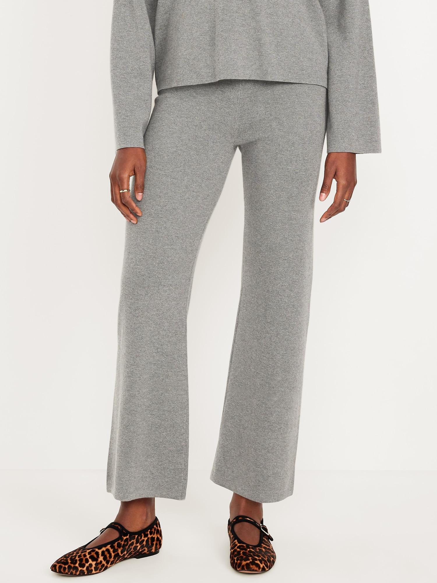 high-waisted crop kick flare sweater pants