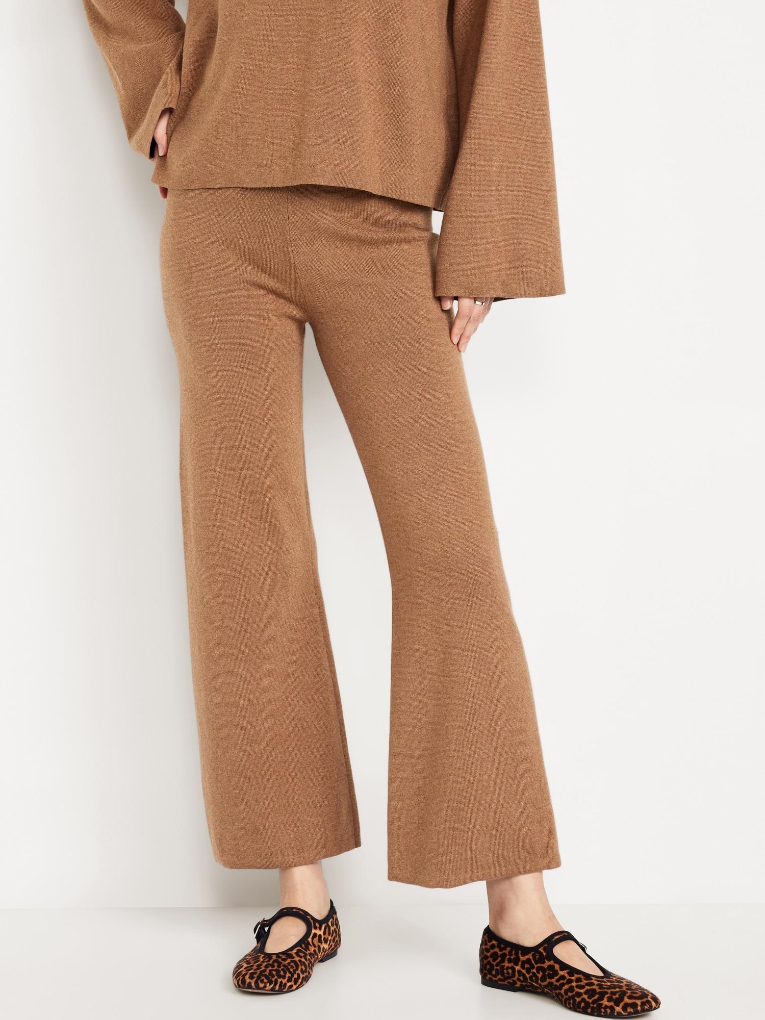high-waisted crop kick flare sweater pants