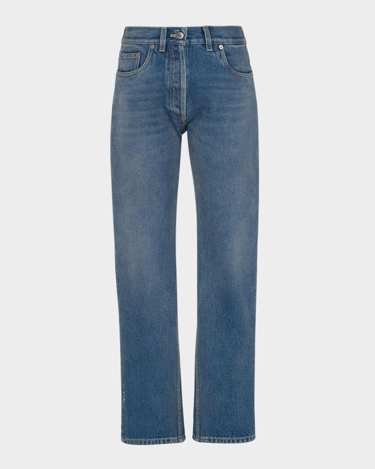 high-waisted denim jeans