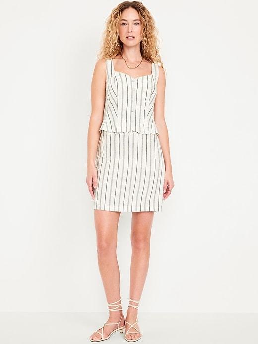 high-waisted linen-blend mini skirt