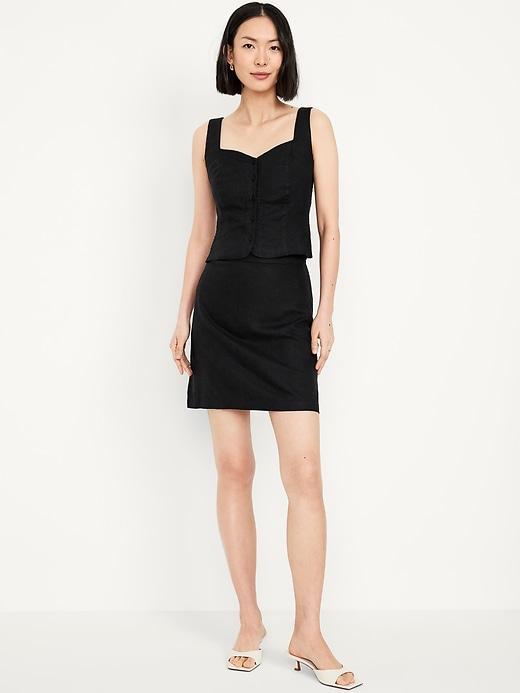 high-waisted linen-blend mini skirt