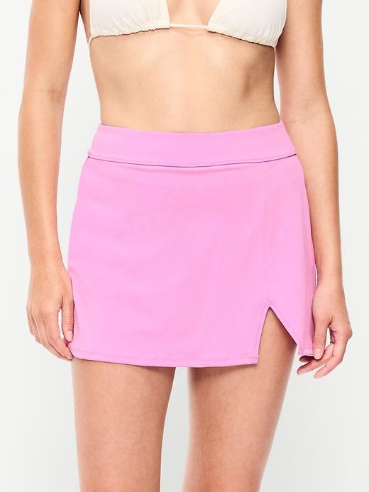 high-waisted matte swim skirt