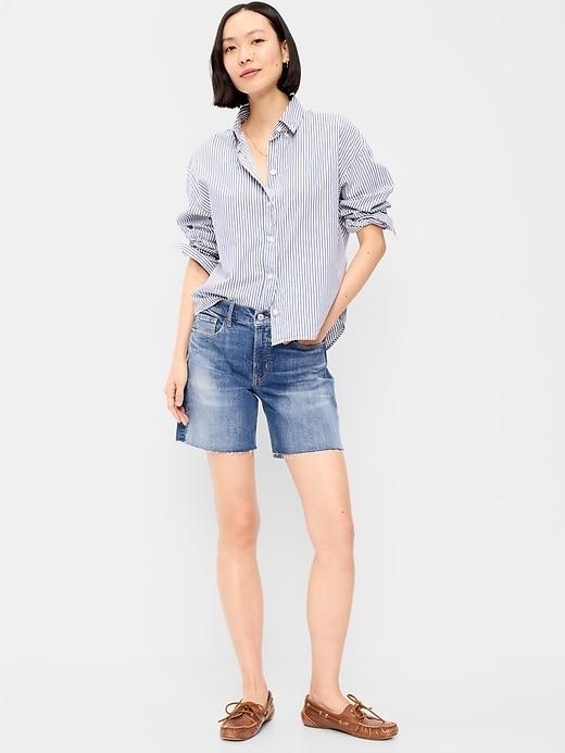 high-waisted og jean cut-off shorts -- 7-inch inseam