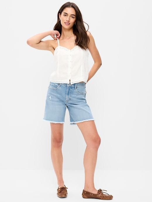high-waisted og jean cut-off shorts -- 7-inch inseam