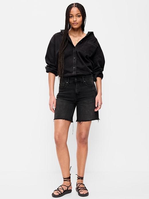 high-waisted og jean cut-off shorts -- 7-inch inseam