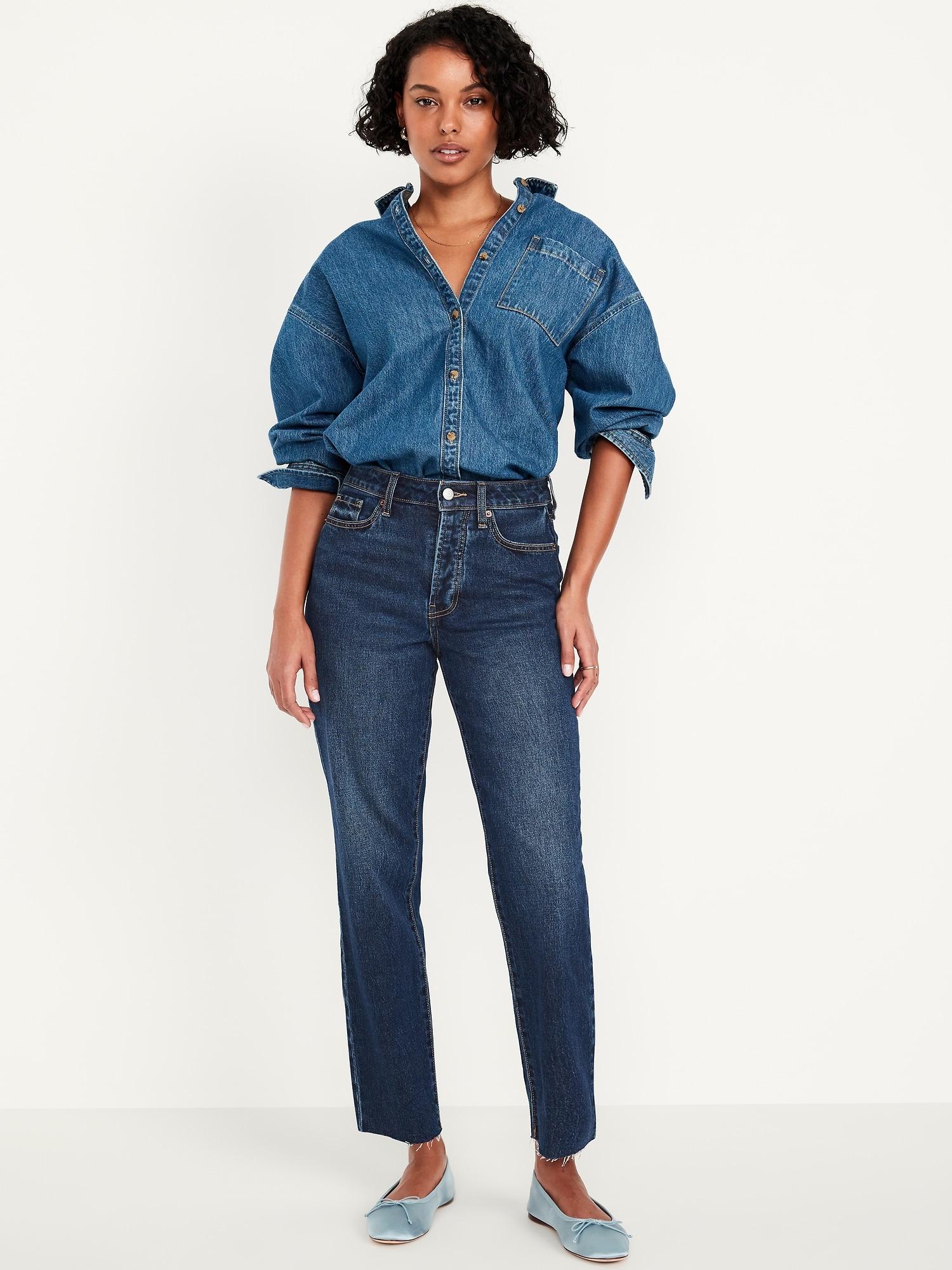high-waisted og straight ankle jeans