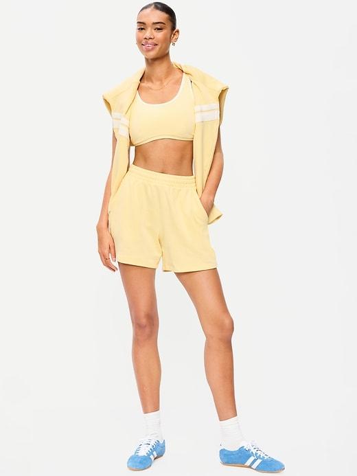 high-waisted pull-on shorts -- 5-inch inseam