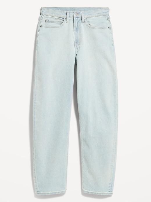 high-waisted rounded wide-leg barrel jeans