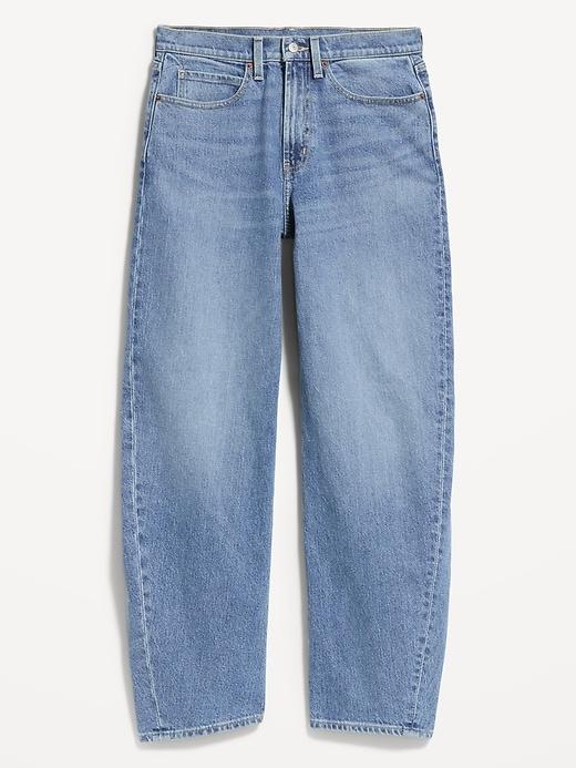 high-waisted rounded wide-leg barrel jeans