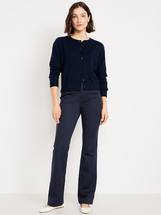 high-waisted uniform boot-cut pants