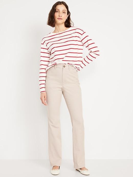 high-waisted uniform boot-cut pants