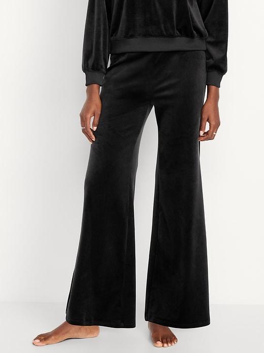 high-waisted velour flare lounge pants