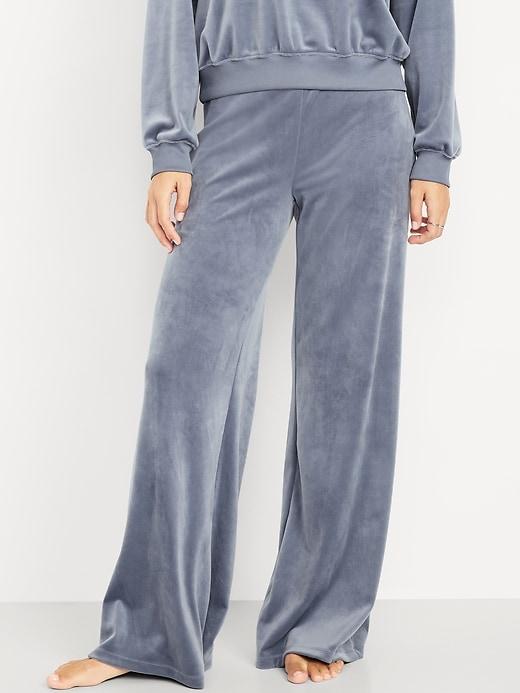 high-waisted velour flare lounge pants