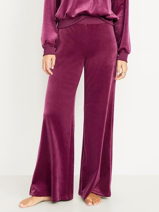 high-waisted velour flare lounge pants